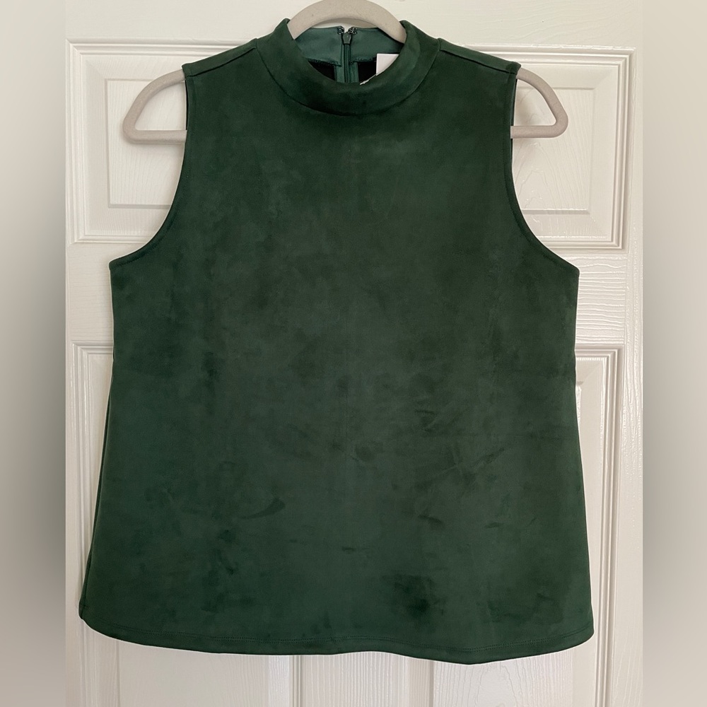 Ann Taylor Women’s Mock Neck Faux Suede Sleeveless Blouse Top Sz Medium NWT